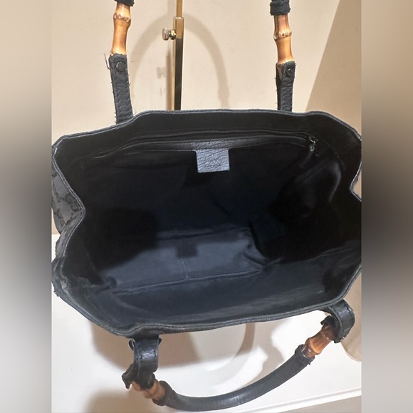 Gucci GG Webbed Canvas and Leather Bamboo Open Tote - Picture 5 of 11